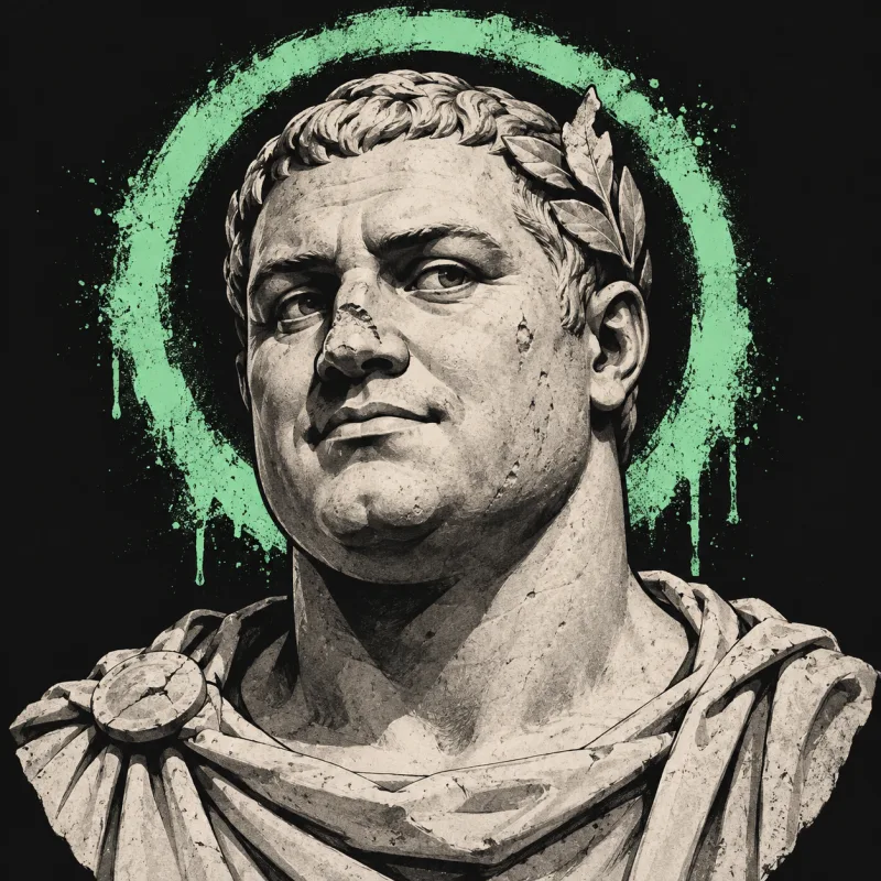 Illustrated Roman-style portrait placeholder for George B
