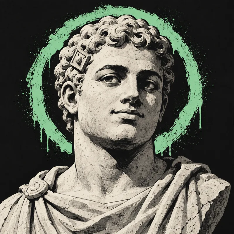 Illustrated Roman-style portrait placeholder for Sabir S.